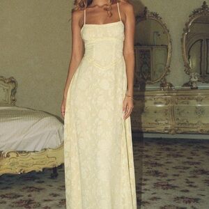 NWT Princess Polly SOUTH OF FRANCE MAXI DRESS BUTTER YELLOW Size 6